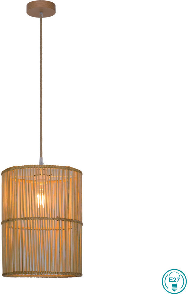 Viokef Leta Vintage Κρεμαστό Φωτιστικό Μονόφωτο με Ντουί E27 σε Μπεζ Χρώμα 4228100